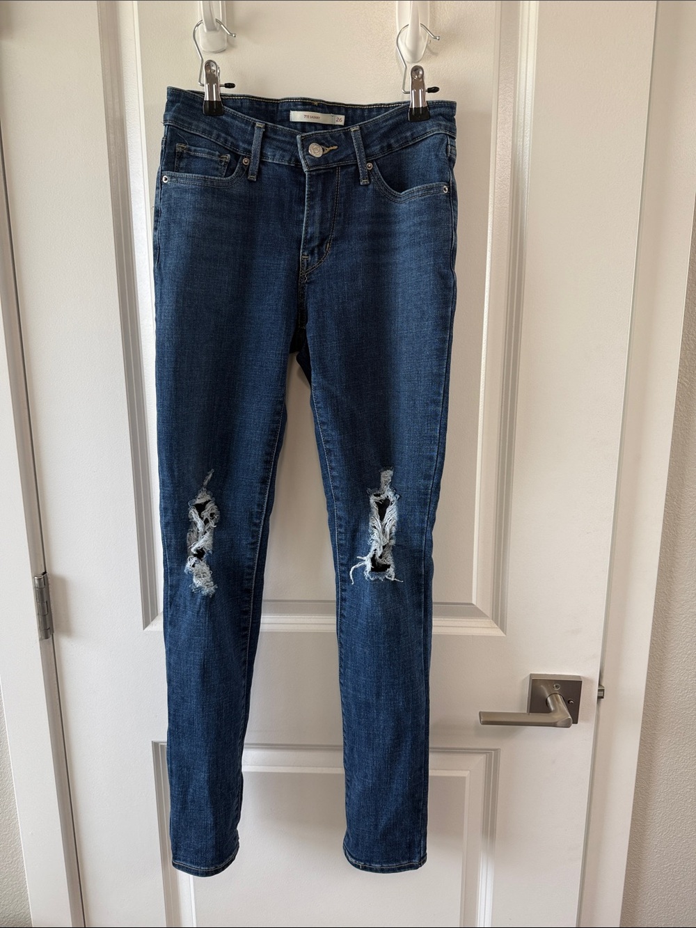 Levi's Dark Blue Distressed 711 Skinny Jeans